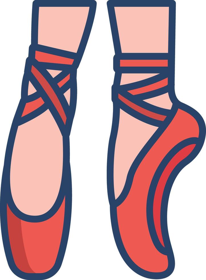 Ballet shoes linear color illustration vector