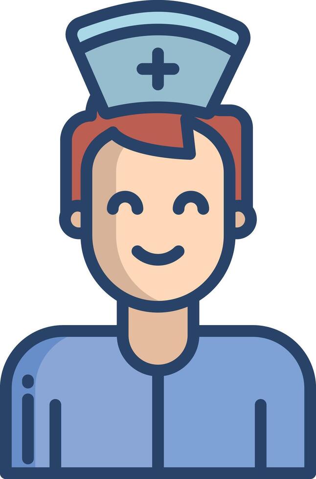 Nurse man linear color illustration vector