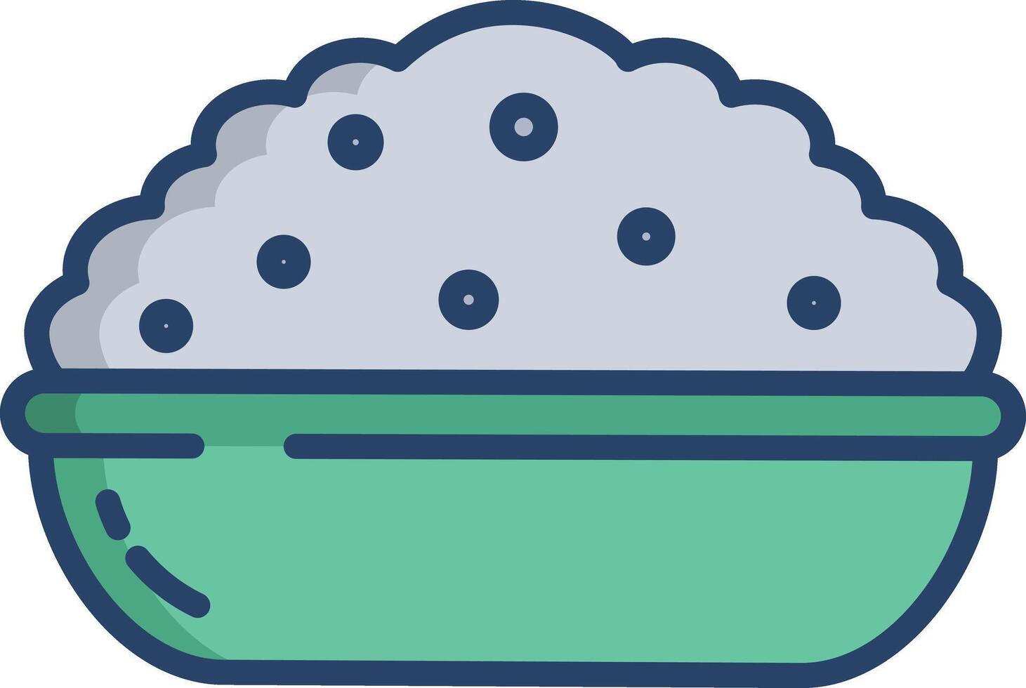 rice bowl linear color illustration vector