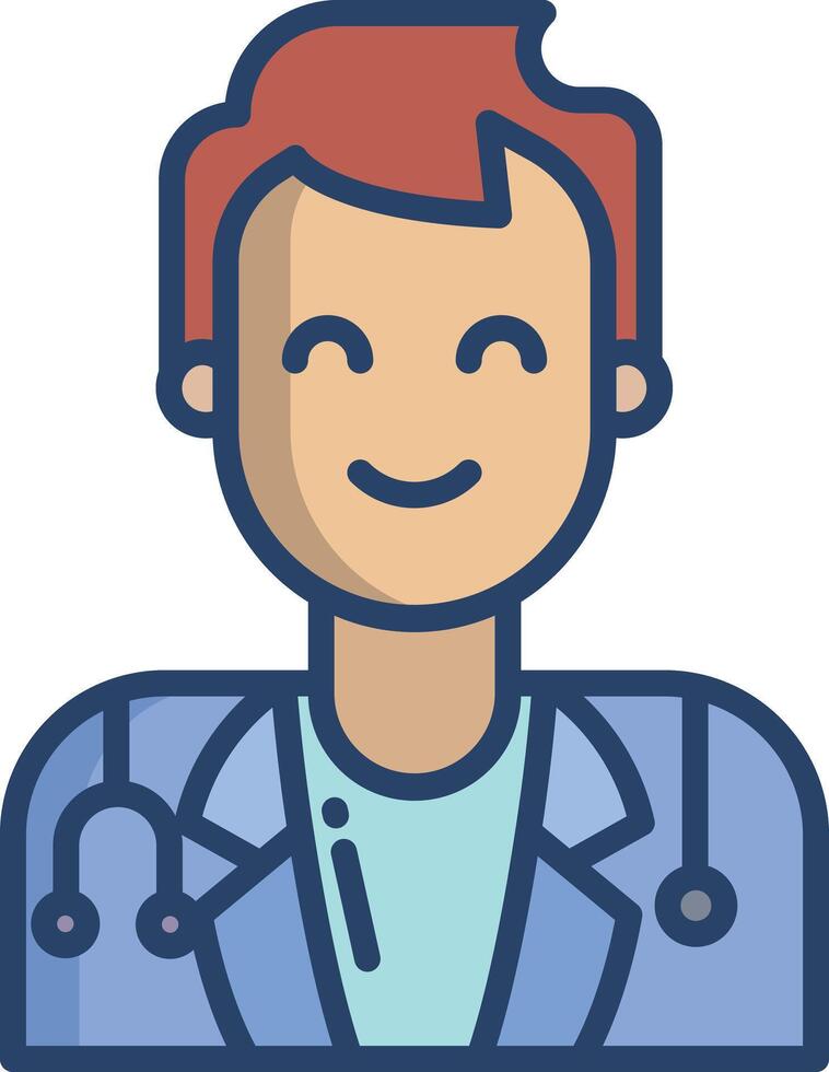 Male Doctor linear color illustration vector