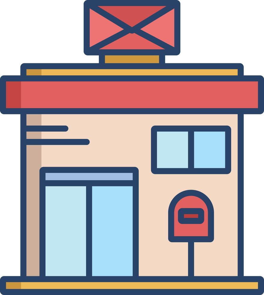 Post office linear color illustration vector