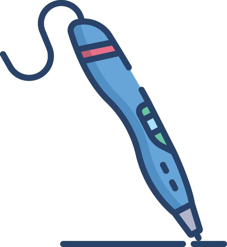 3d Pen linear color illustration vector