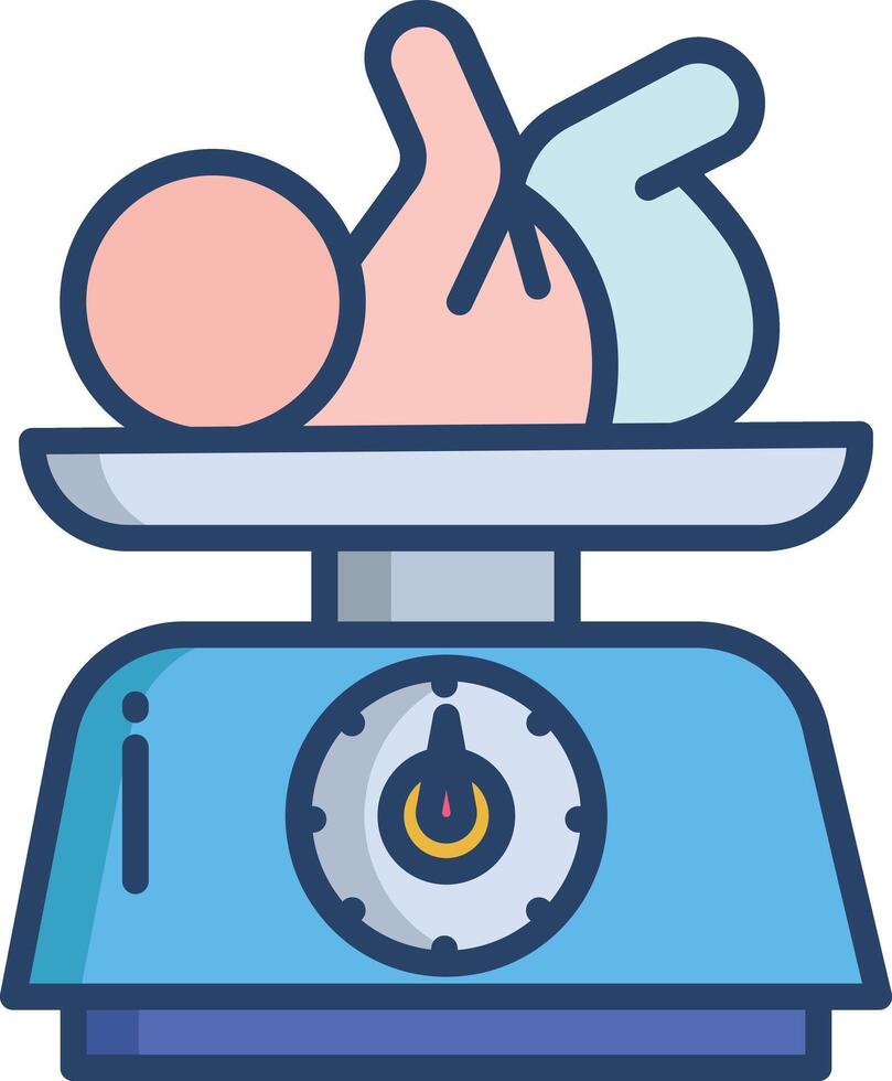 Baby weight linear color illustration vector