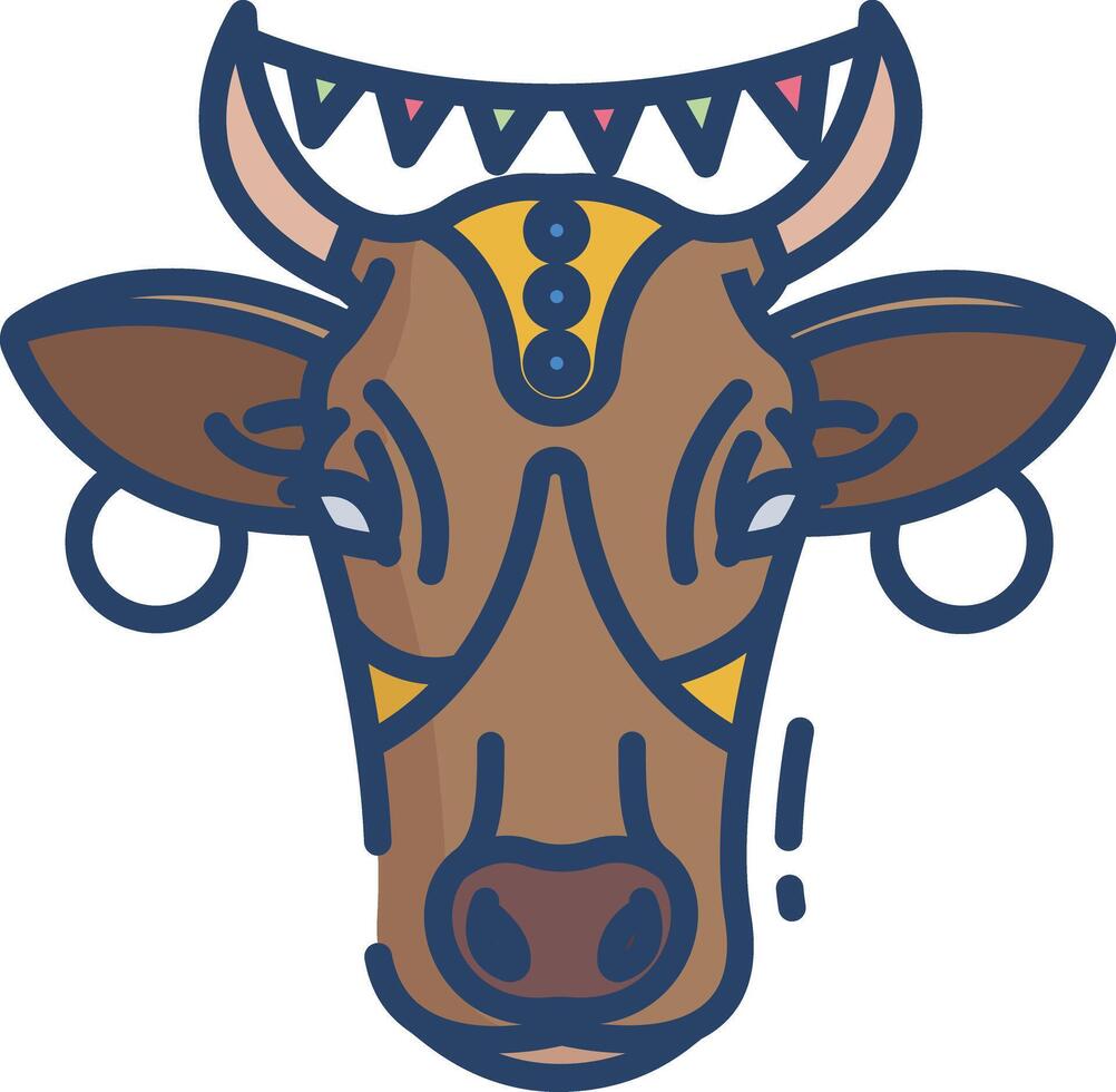 Cow linear color illustration vector
