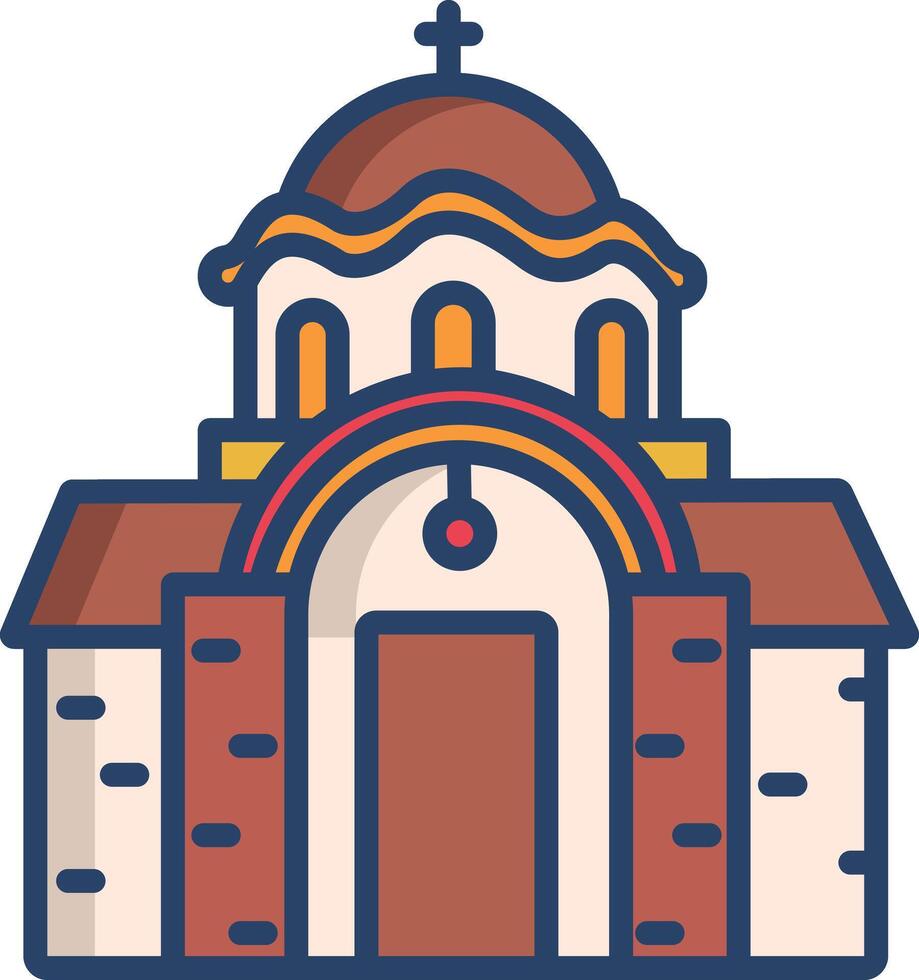 Church linear color illustration vector