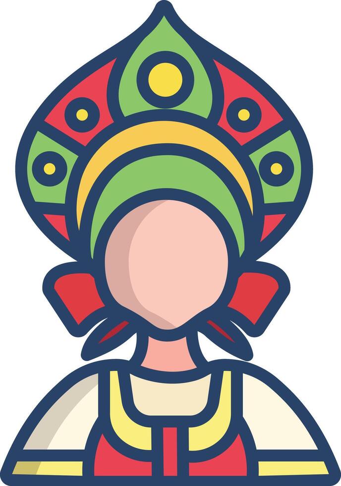 Russian Female linear color illustration vector