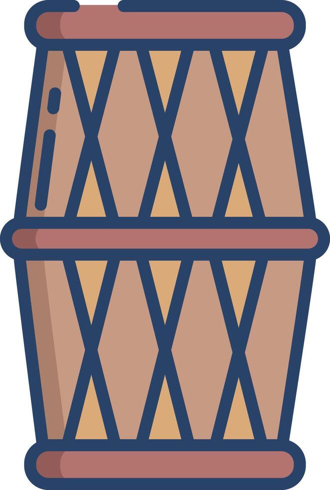 Dholak linear color illustration vector
