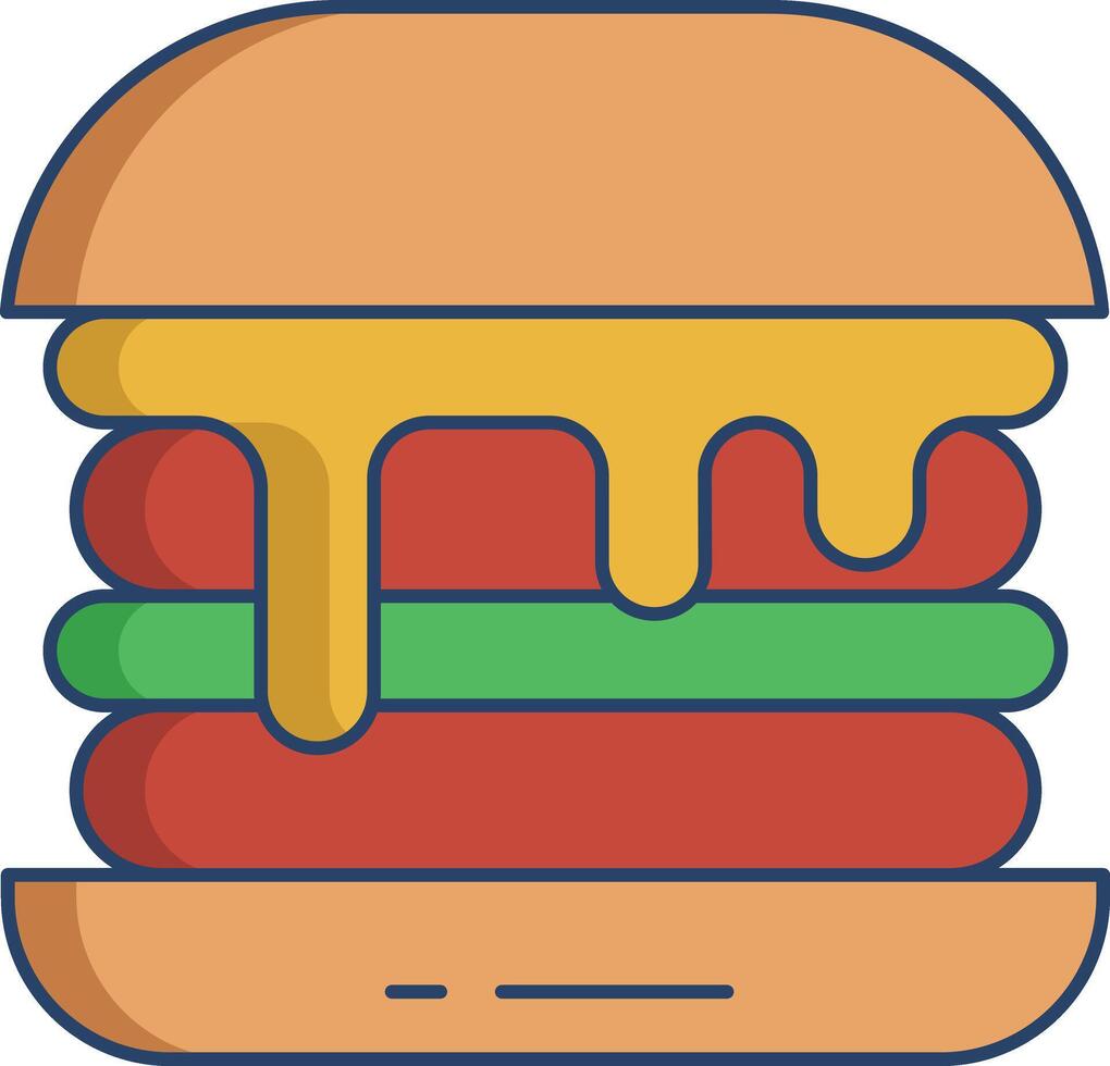 cheese patty lamburger linear color illustration vector