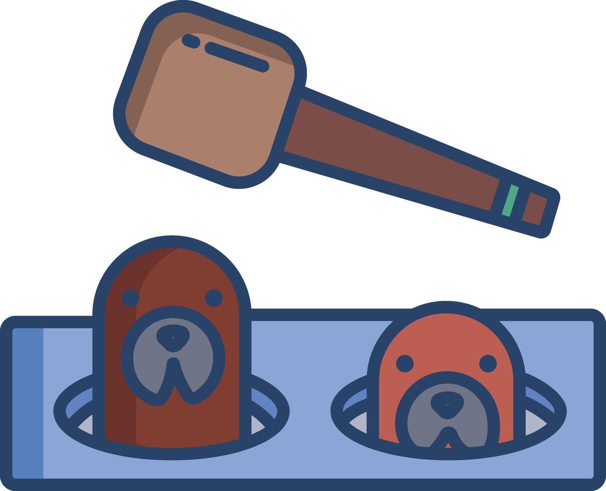 Whack a mole linear color illustration vector