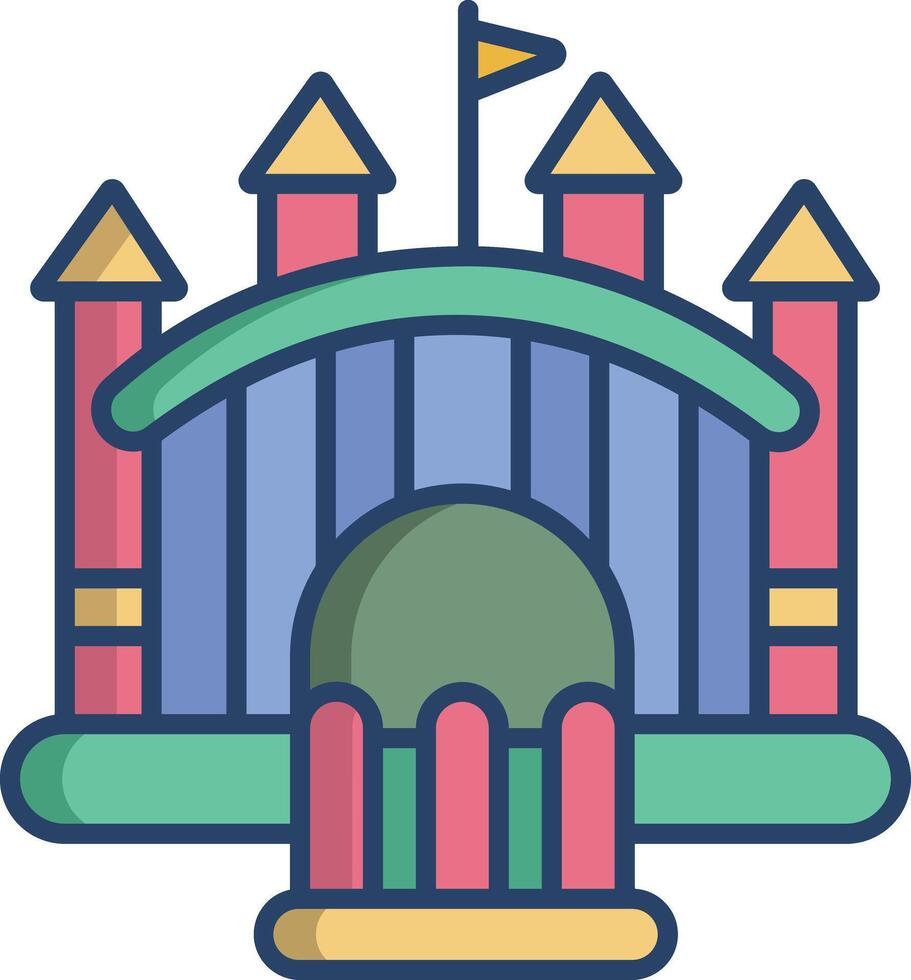 bouncy castle linear color illustration vector