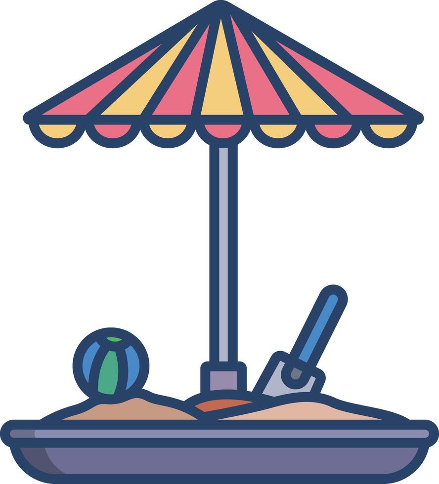 sand box linear color illustration vector