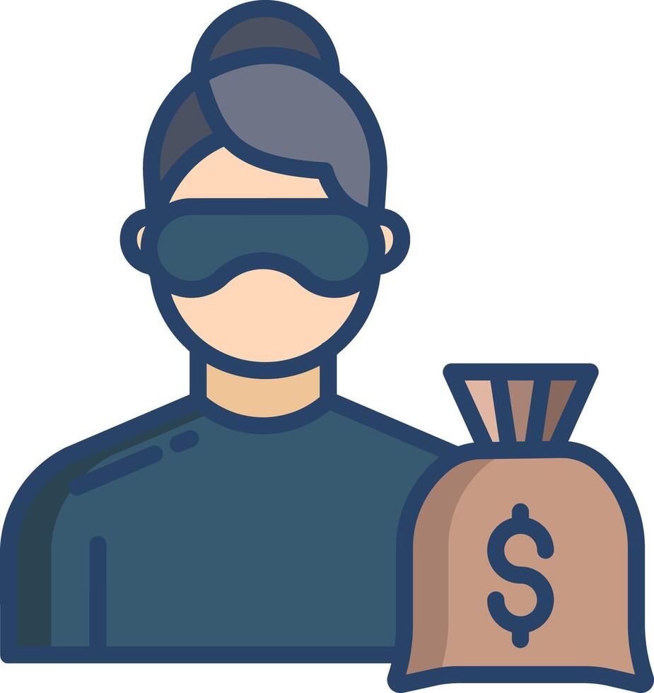 Criminal Woman linear color illustration vector