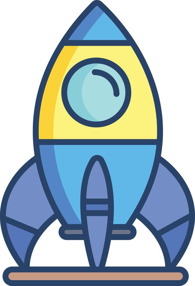 Rocket linear color illustration vector