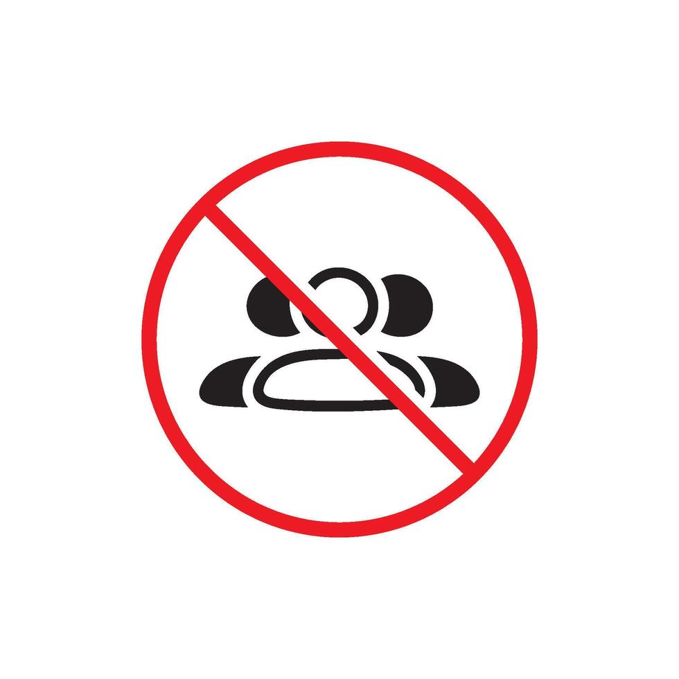 no crowd sign. public access restriction icon vector