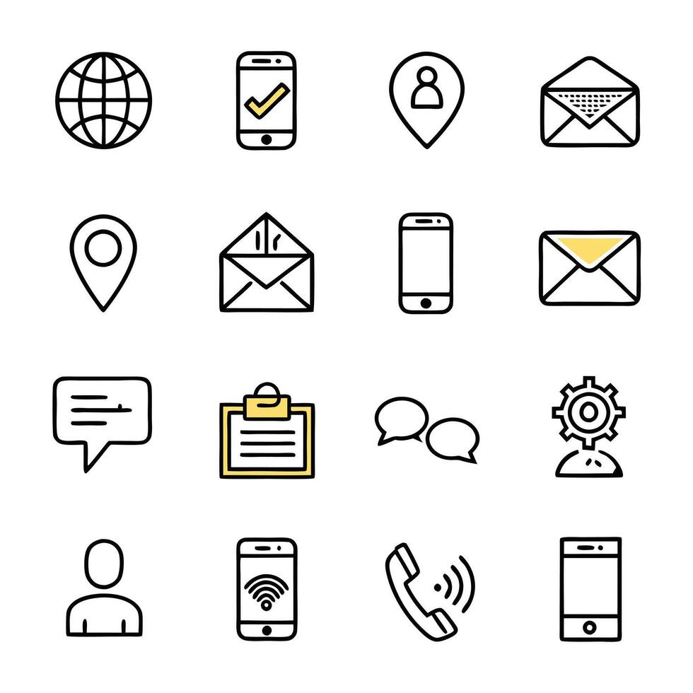 Contact Us icon set collection for websites and mobile applications vector