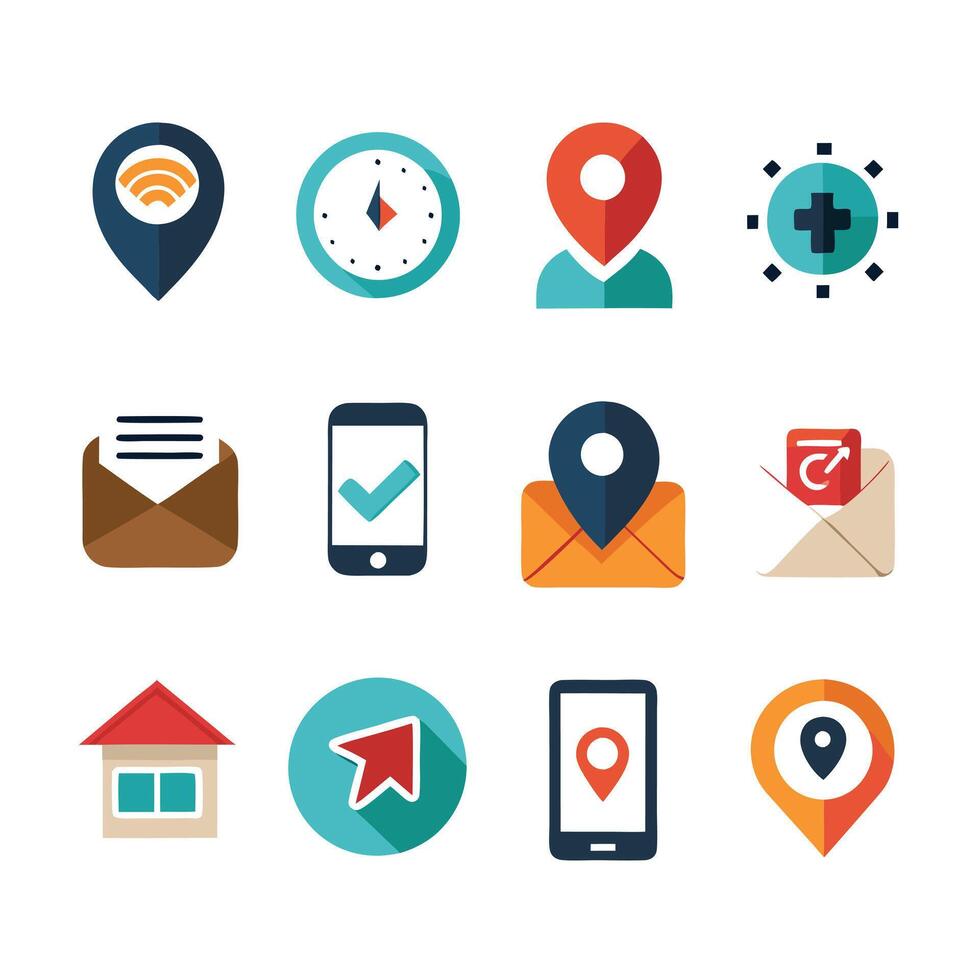 Contact Us icon set collection for websites and mobile applications vector