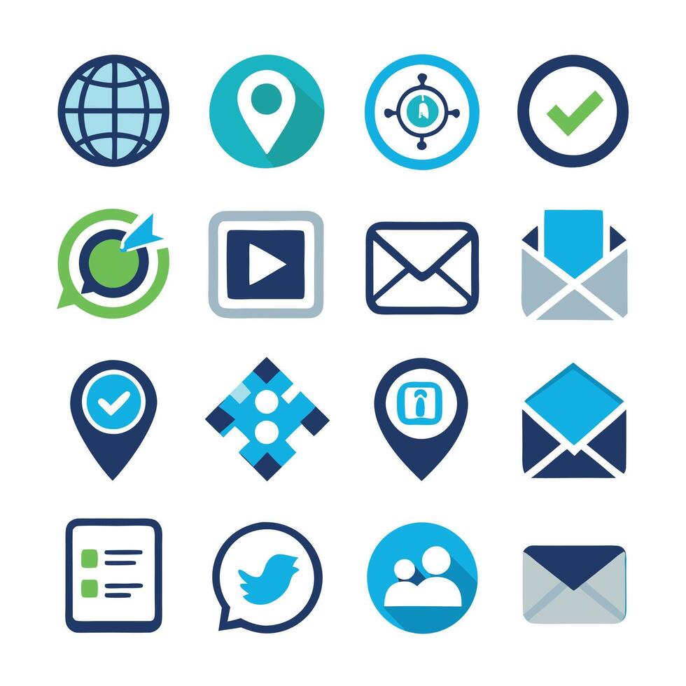 Contact Us icon set collection for websites and mobile applications vector