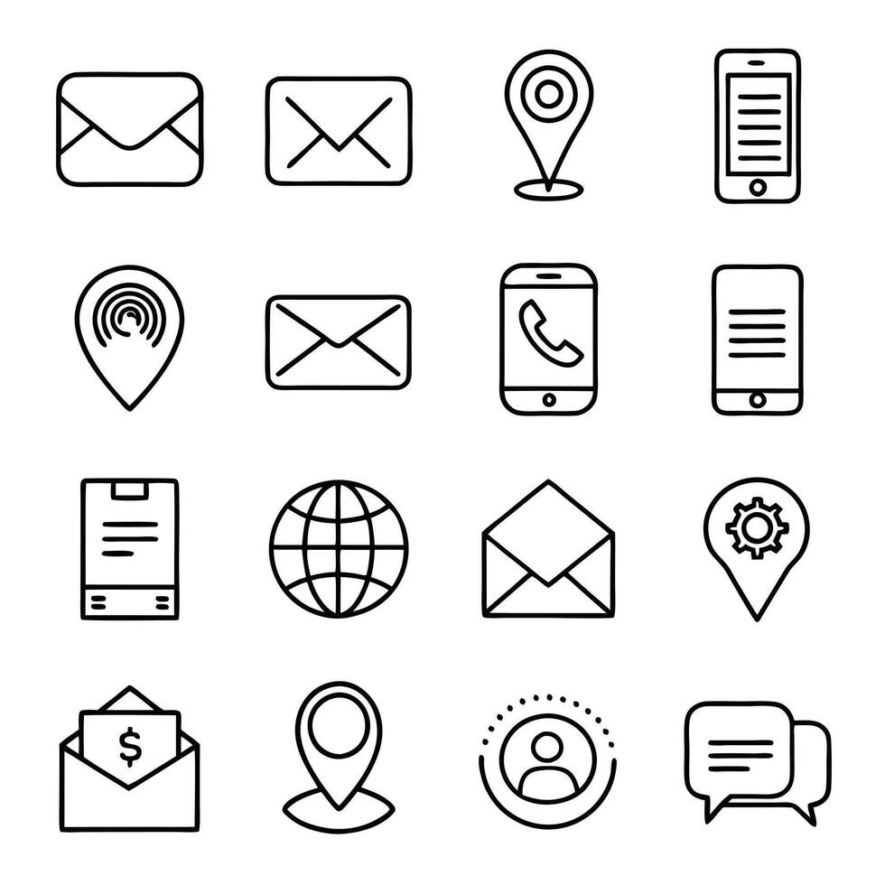 Contact Us icon set collection for websites and mobile applications vector