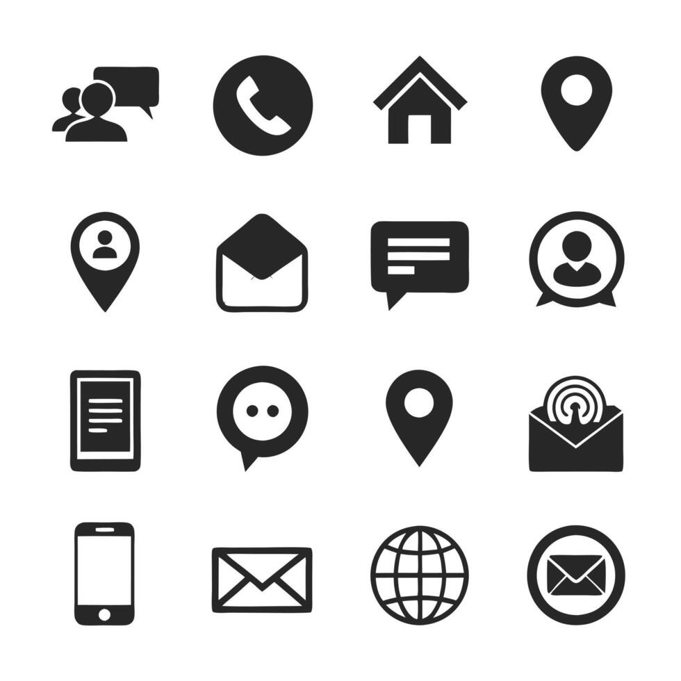 Contact Us icon set collection for websites and mobile applications vector