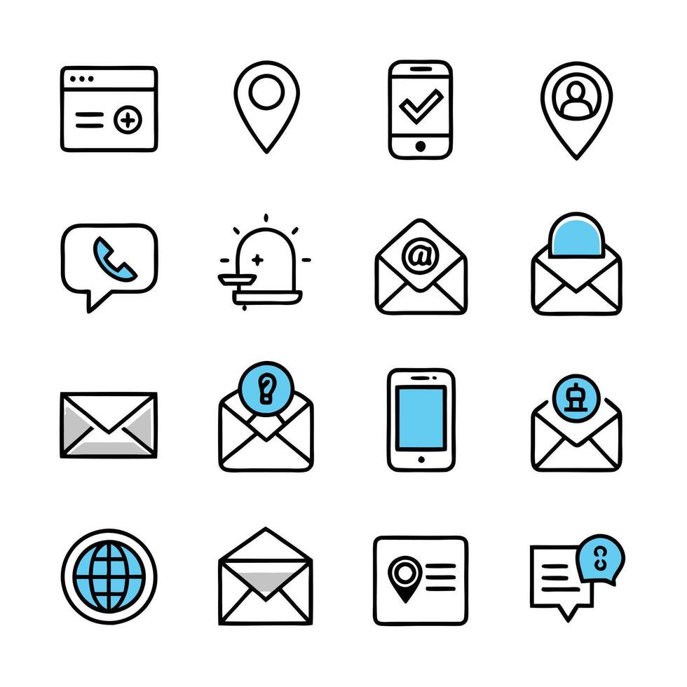 Contact Us icon set collection for websites and mobile applications vector