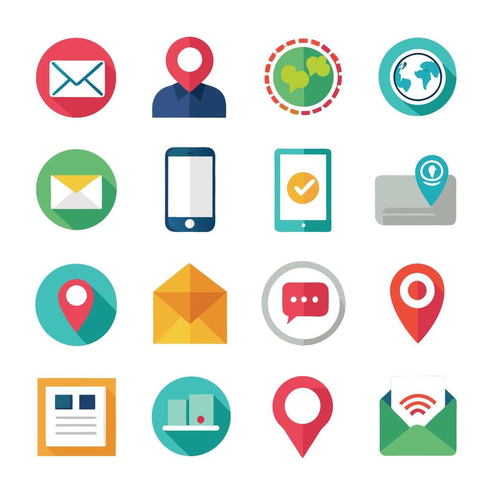 Contact Us icon set collection for websites and mobile applications vector
