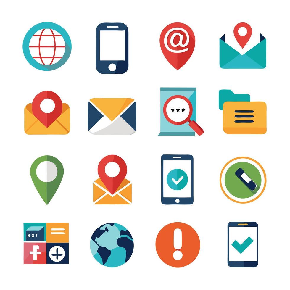 Contact Us icon set collection for websites and mobile applications vector