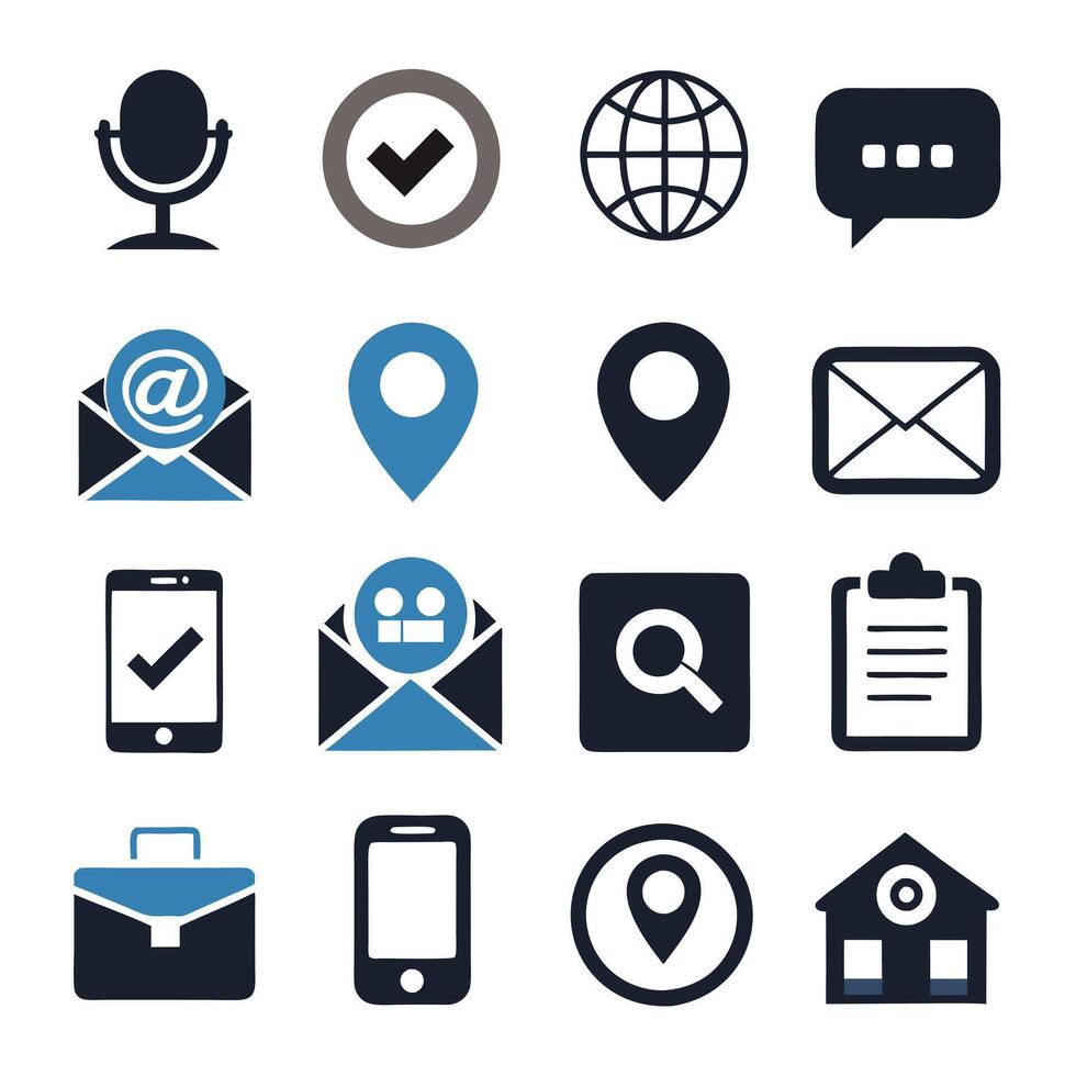 Contact Us icon set collection for websites and mobile applications vector