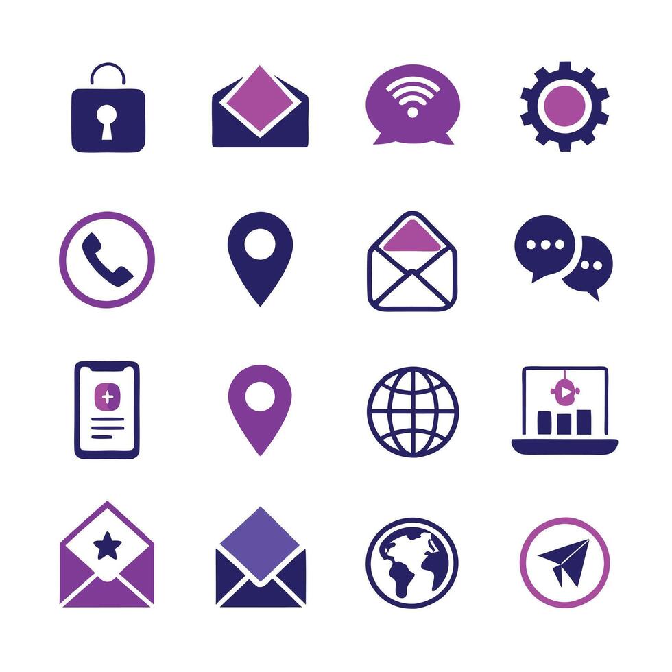 Contact Us icon set collection for websites and mobile applications vector