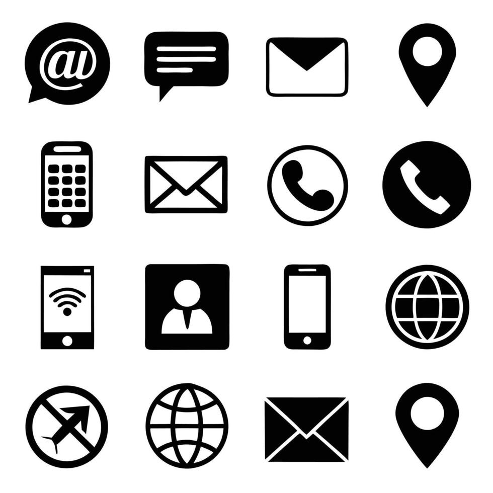 Contact Us icon set collection for websites and mobile applications vector