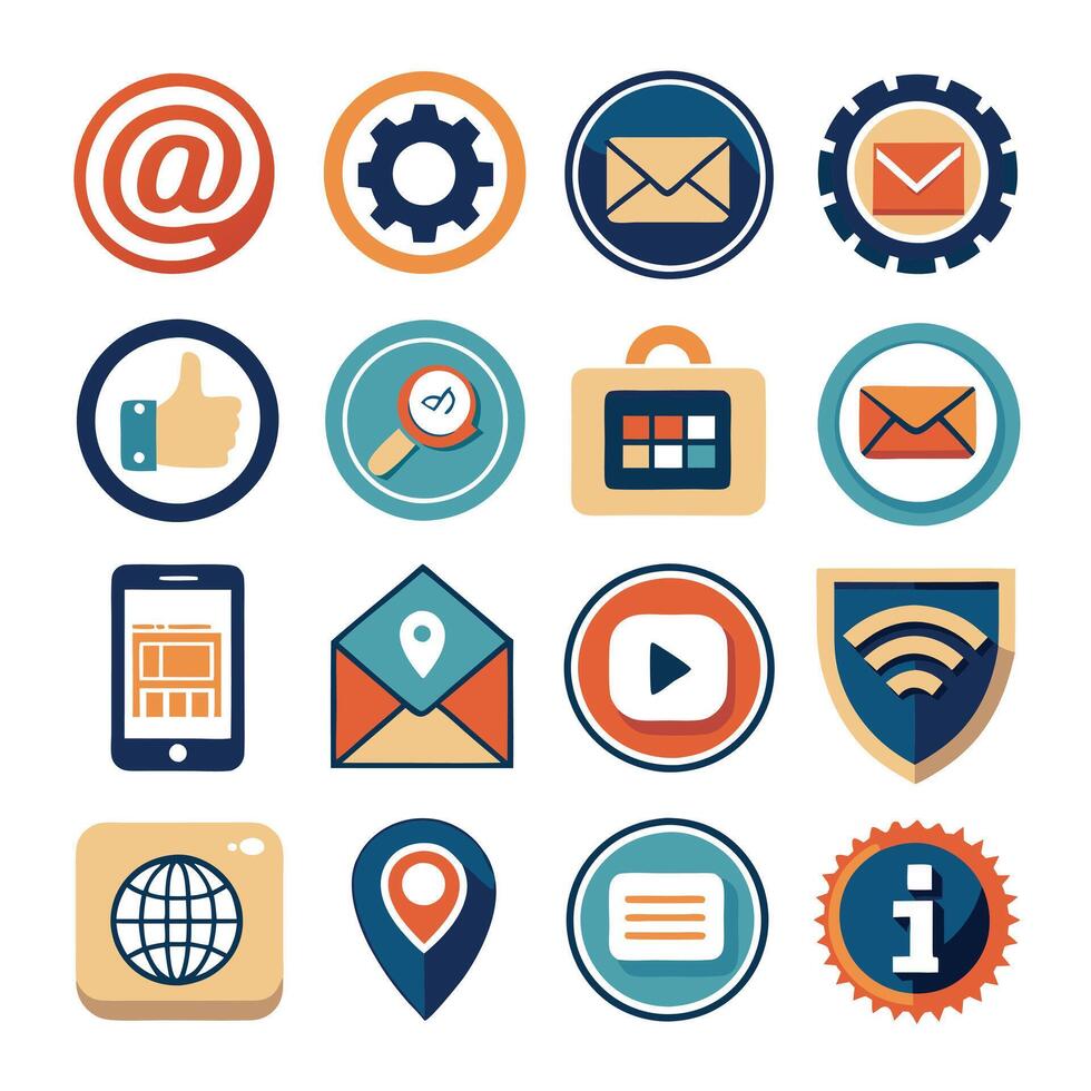Contact Us icon set collection for websites and mobile applications vector