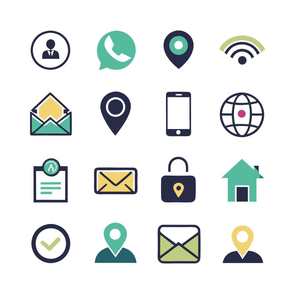 Contact Us icon set collection for websites and mobile applications vector
