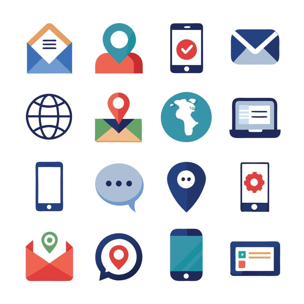 Contact Us icon set collection for websites and mobile applications vector