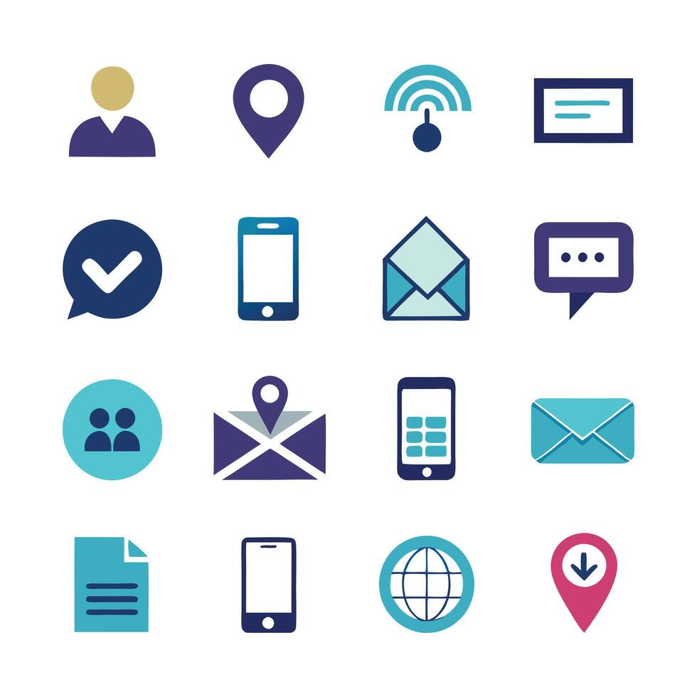 Contact Us icon set collection for websites and mobile applications vector