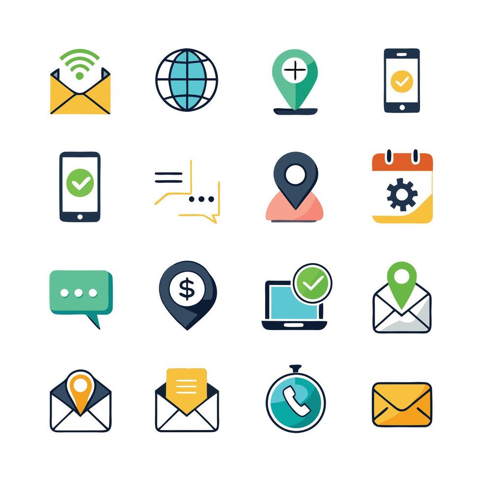 Contact Us icon set collection for websites and mobile applications vector