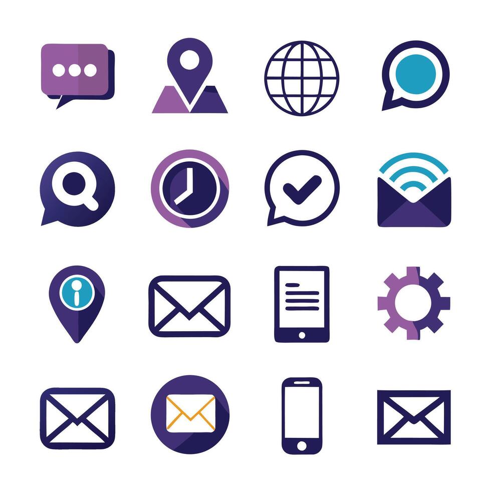 Contact Us icon set collection for websites and mobile applications vector