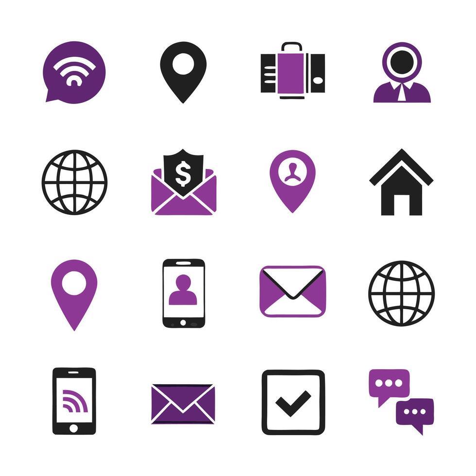Contact Us icon set collection for websites and mobile applications vector
