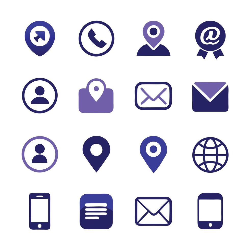 Contact Us icon set collection for websites and mobile applications vector