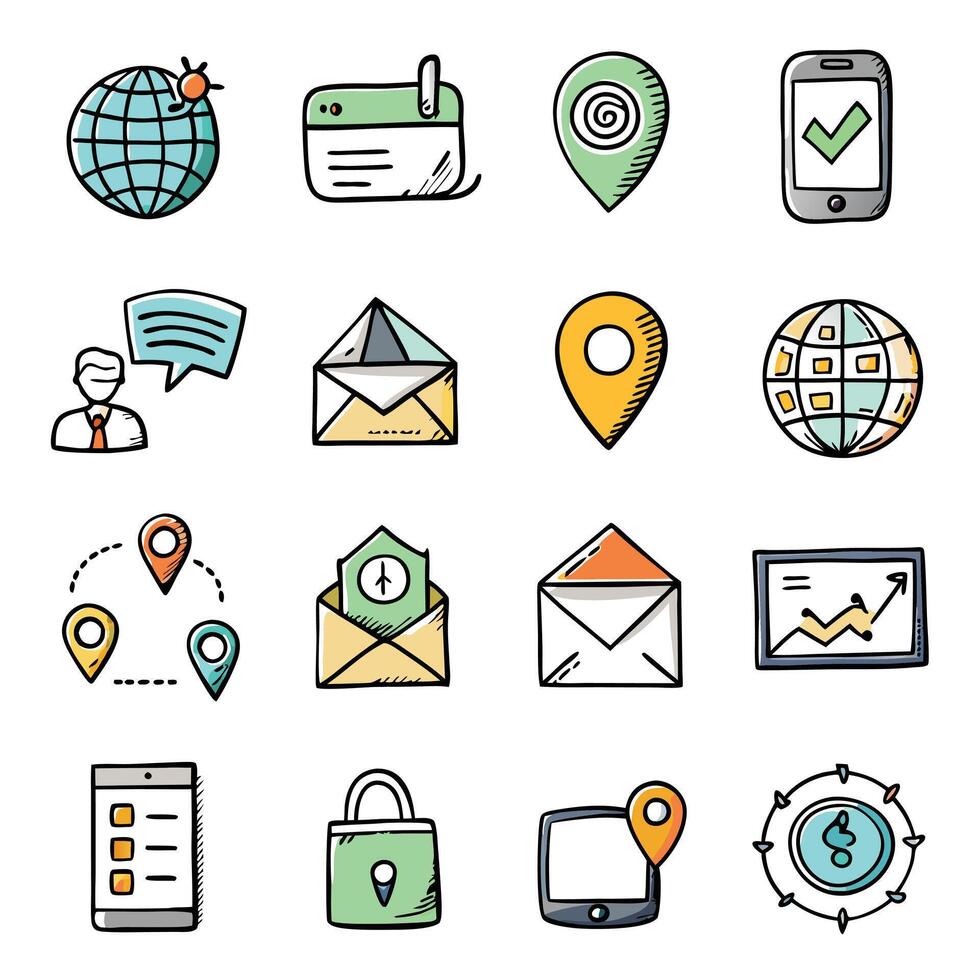 Contact Us icon set collection for websites and mobile applications vector