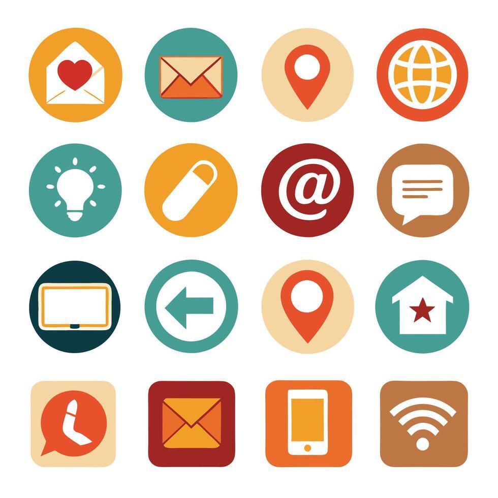 Contact Us icon set collection for websites and mobile applications vector