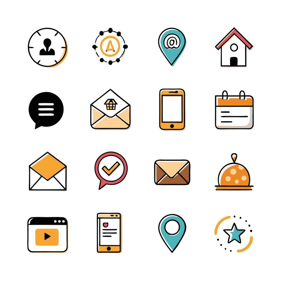 Contact Us icon set collection for websites and mobile applications vector