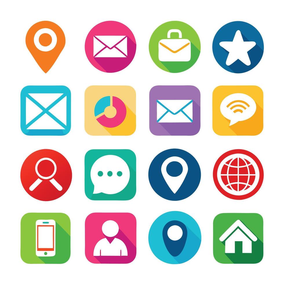 Contact Us icon set collection for websites and mobile applications vector