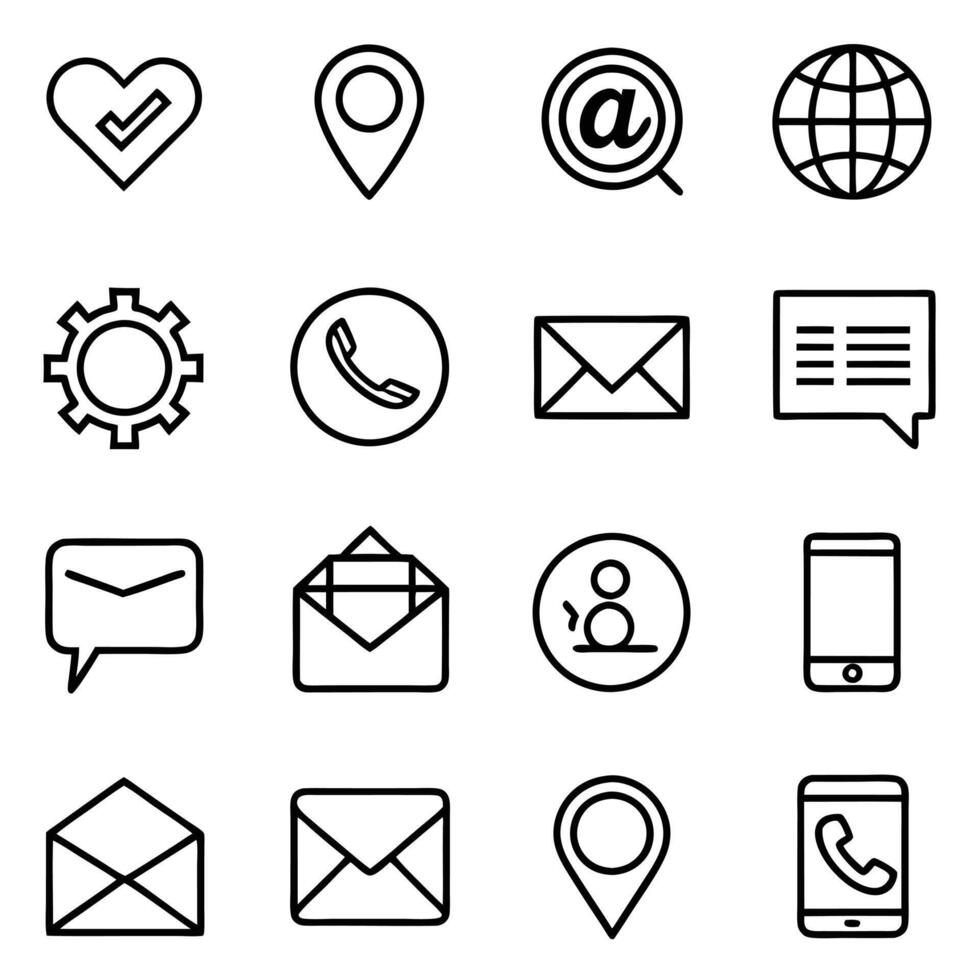 Contact Us icon set collection for websites and mobile applications vector