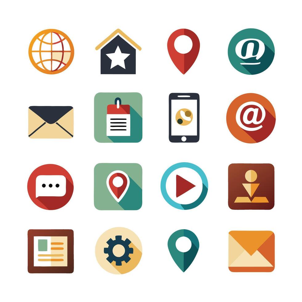 Contact Us icon set collection for websites and mobile applications vector