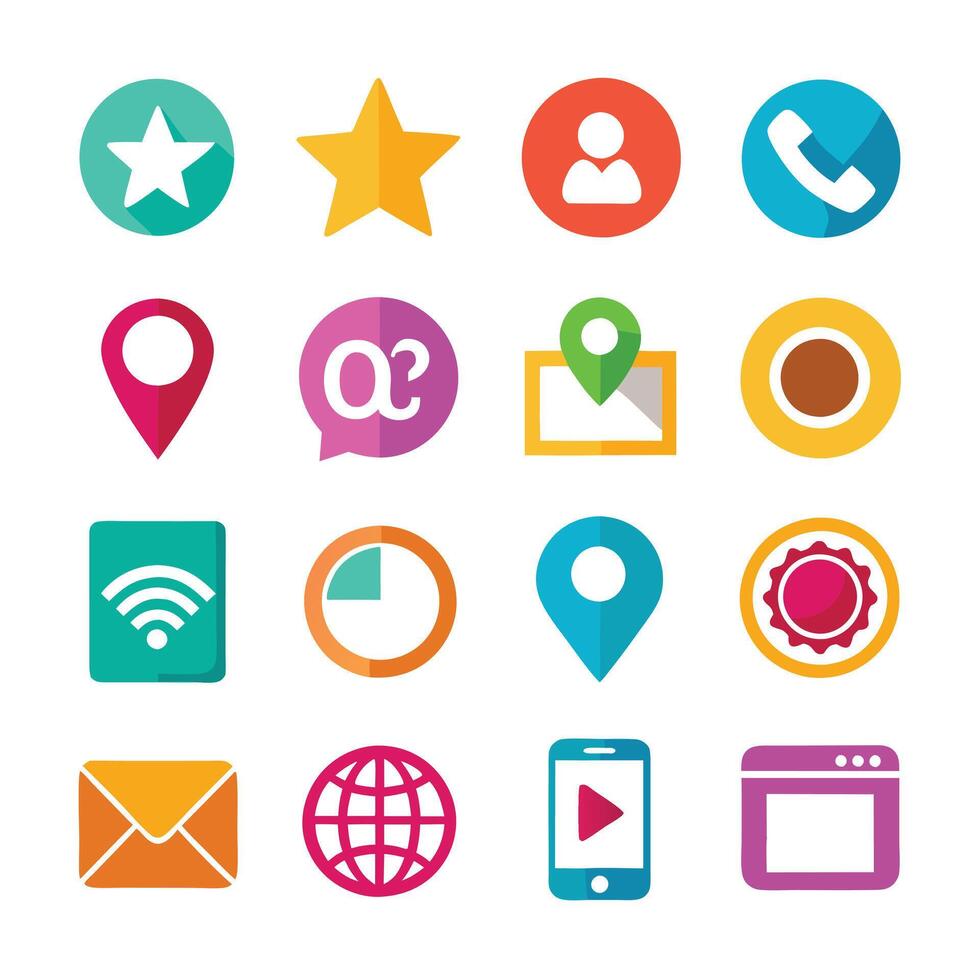 Contact Us icon set collection for websites and mobile applications vector