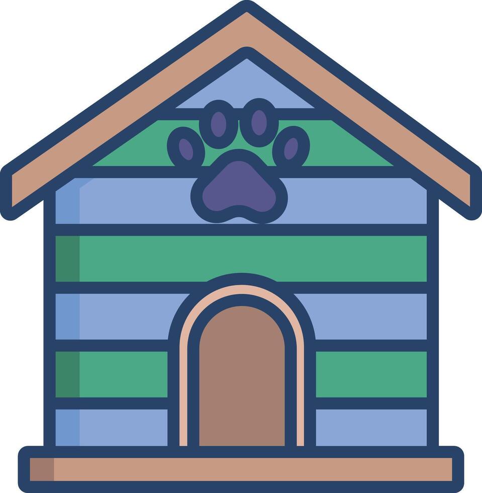 Puppy House linear color illustration vector