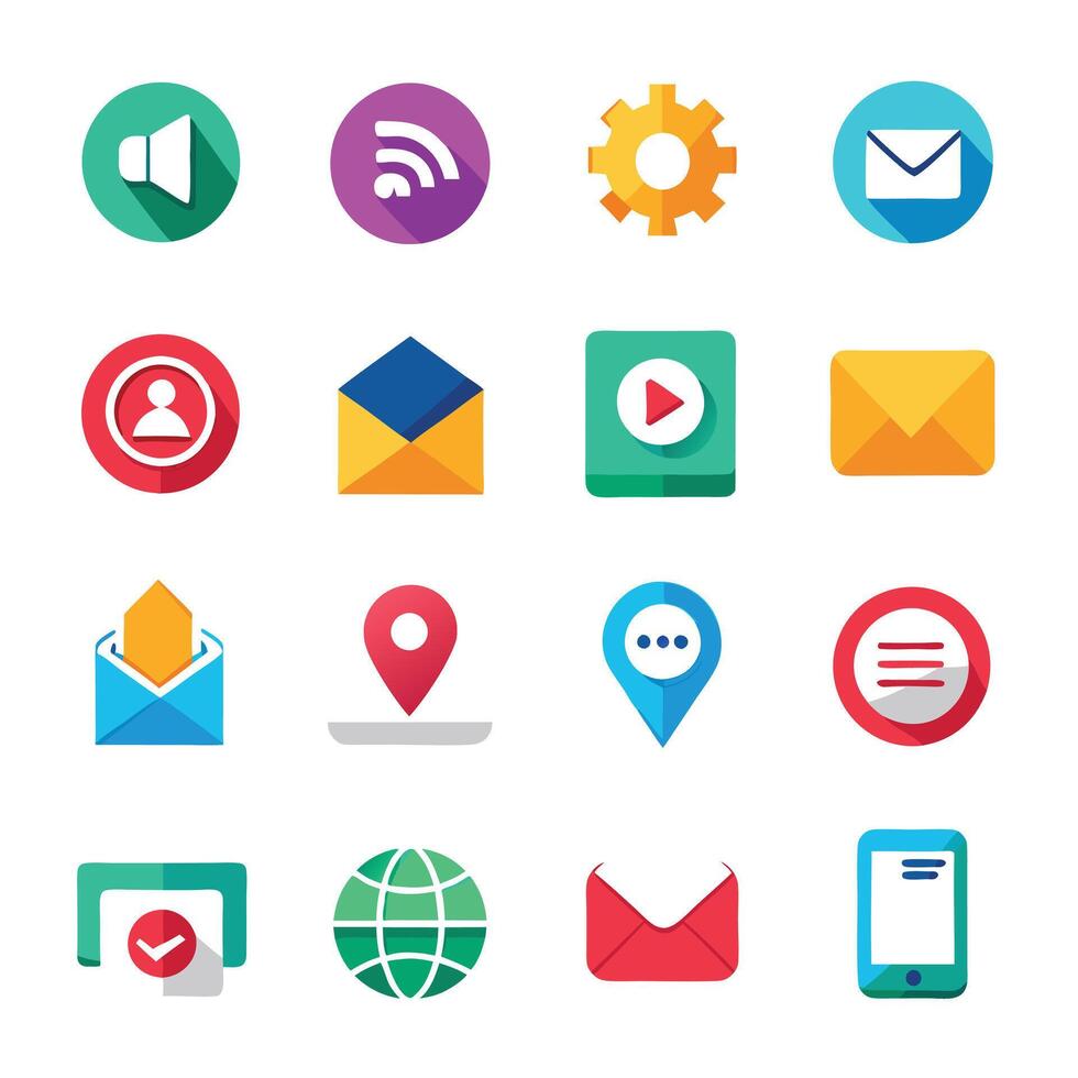 Contact Us icon set collection for websites and mobile applications vector