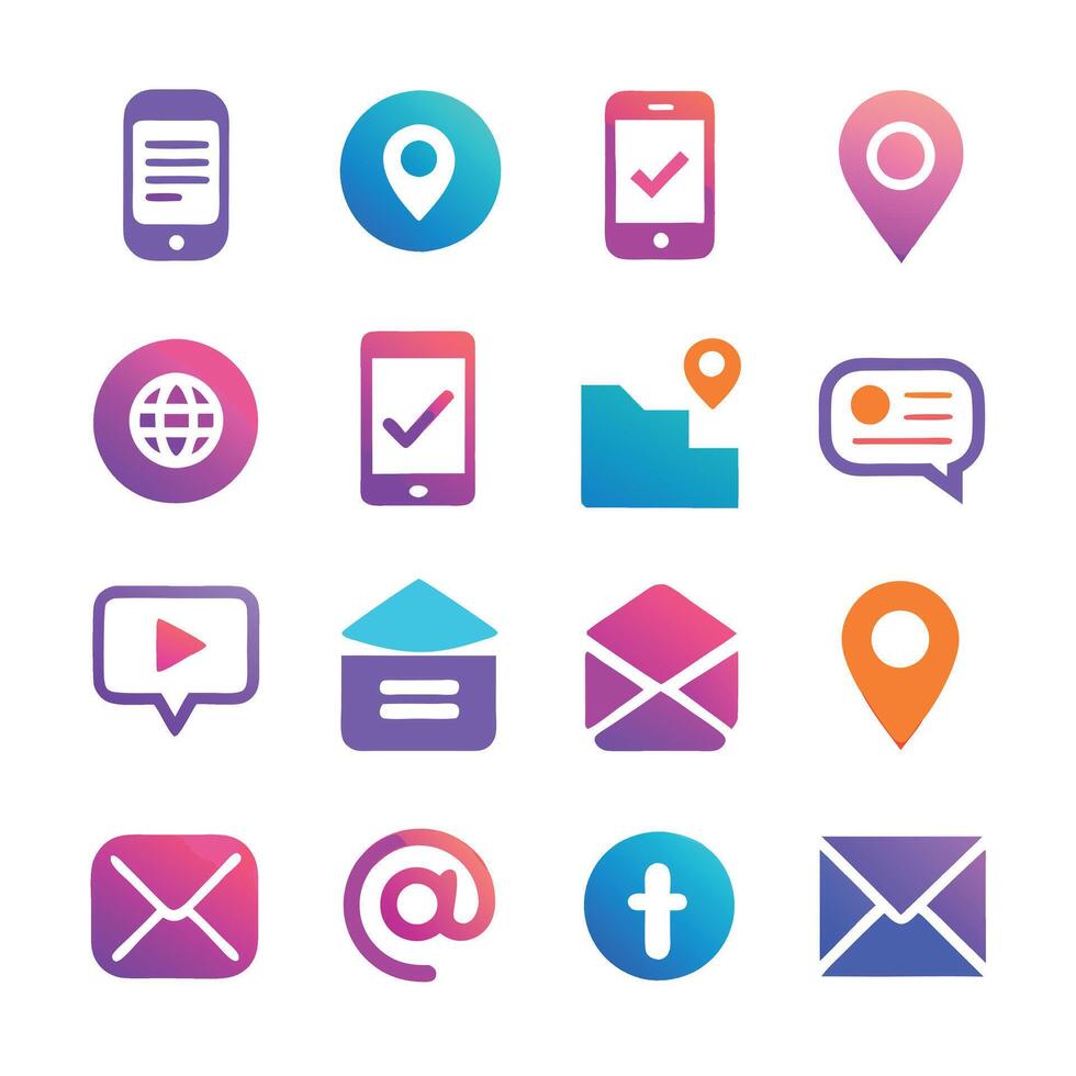Contact Us icon set collection for websites and mobile applications vector