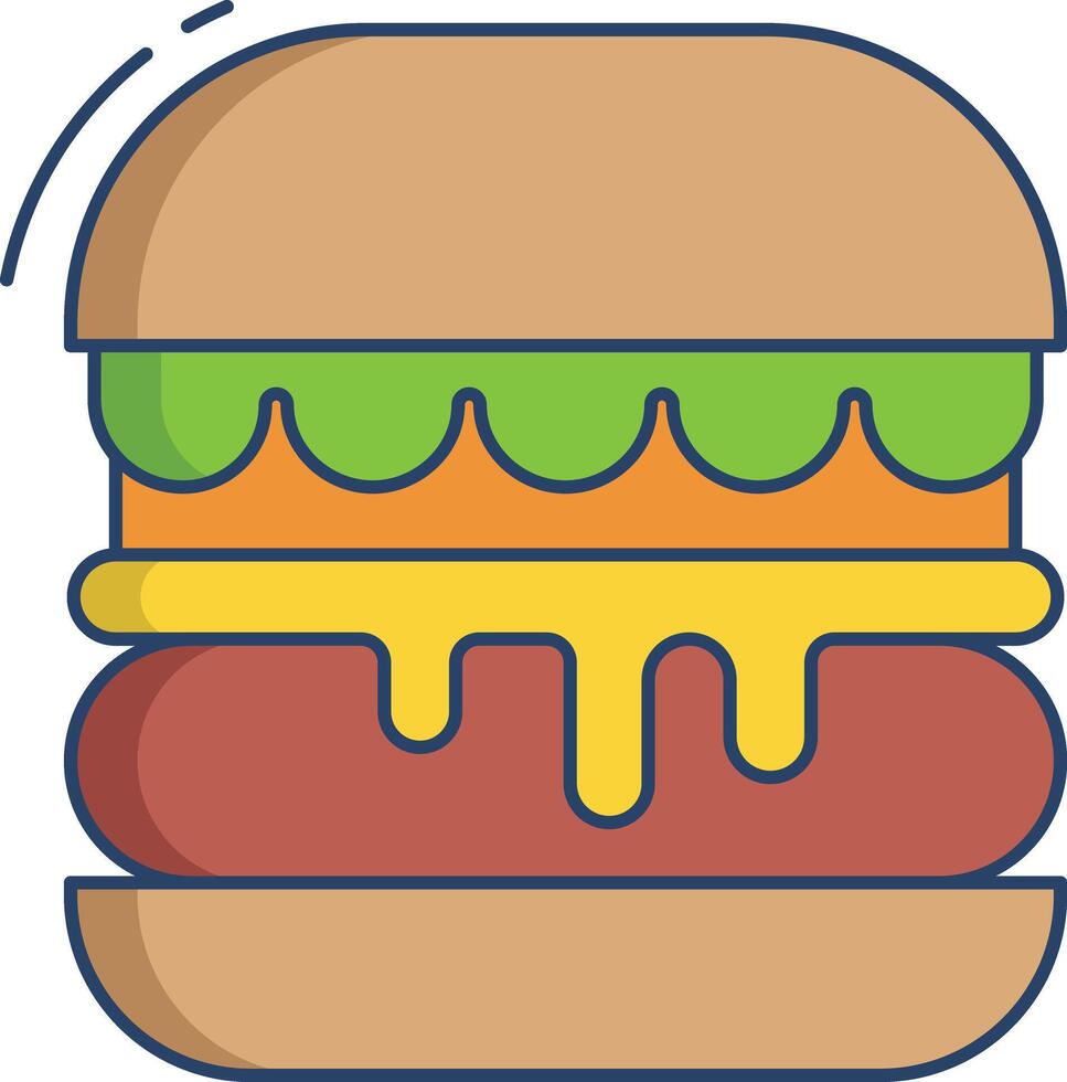 burger mustard linear color illustration vector