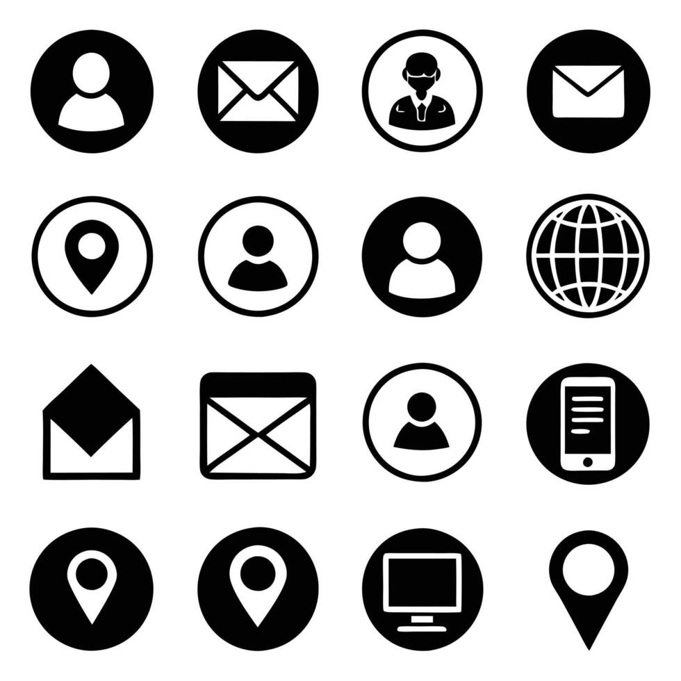 Contact Us icon set collection for websites and mobile applications vector