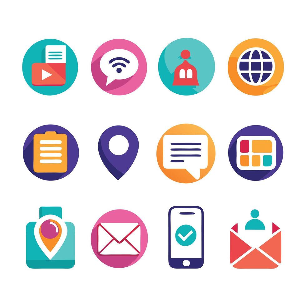 Contact Us icon set collection for websites and mobile applications vector